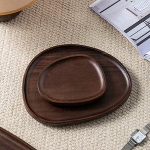 Acacia Wood Tray Irregular Shape Solid Color <b>Storage</b> Plate For Home Entryway Fruit Dessert Serving - Product Image 2
