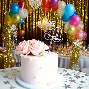 ท็อปเปอร์เค้กอะคริลิค รูปน้ำผึ้งและน้ำตาลหวาน สำหรับตกแต่งเค้กวันเกิดครบรอบ 50 ปี - Product Image 1