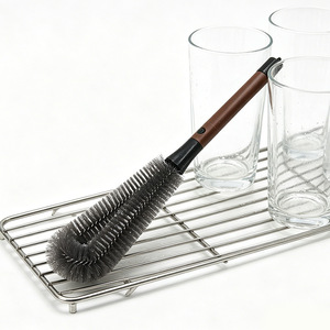 Brosse à tasses à manche en bois, brosse à long manche, brosse à vaisselle, brosse à bouteilles, nettoyage multifonctionnel 2-en-1 pour la cuisine - Product Image 3