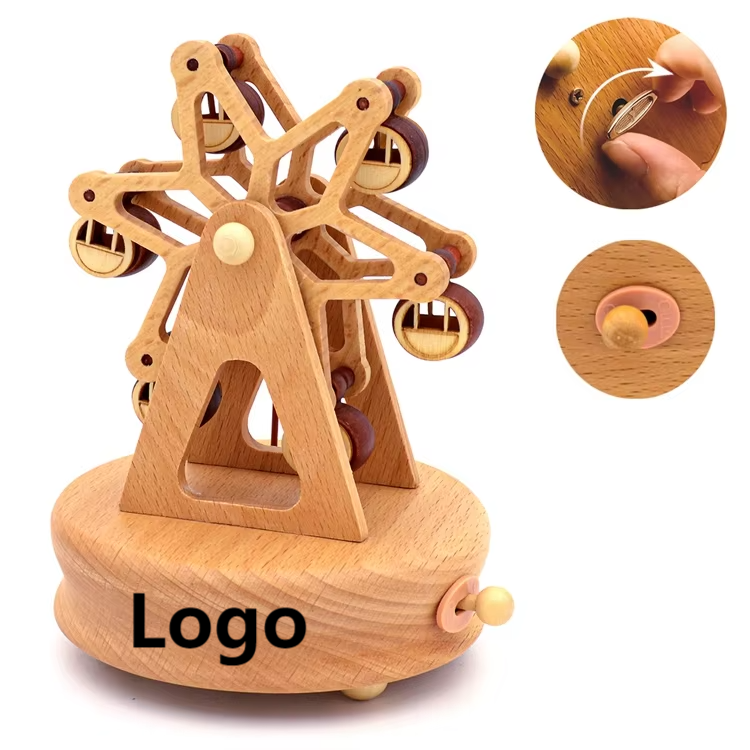 Beechwood Mechanical Wind up Rotating Carousel