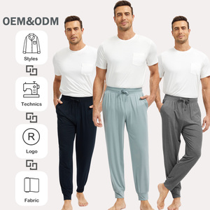 Pigiama Personalizzato con Etichetta Privata, Maniche Corte e Pantaloni Lunghi, in Bambù, Bianco e Nero, per <span class=keywords><strong>Uomo</strong></span> - Product Image 1