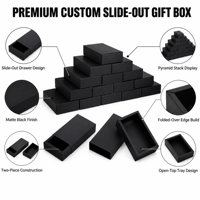 Boîtes à tiroirs noires mates personnalisées en usine, peuvent être utilisées pour l'impression de logo personnalisé et la personnalisation de la marque, acceptent les commandes en gros