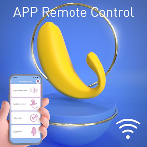 Yellow Banana-Shaped Wearable <b>Vibrator</b> With App <b>Control</b> <b>Remote</b> Function USB Rechargeable Non-Latex Adult Stimulation Device - Product Image 3
