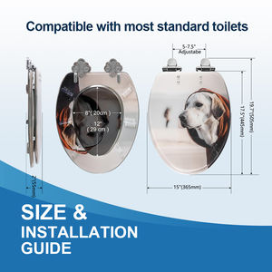 Siège de toilette pour chien en acrylique, couvercle de siège de toilette ovale, imprimé, fermeture douce, facile à nettoyer, durable, pour salle de bain moderne et amoureuse des animaux - Product Image 4