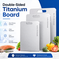 Titanium Snijplank Set 3 (S + M + L) 100% Puur Titanium Keuken Dubbelzijdige Snijplank Vlees Groenten Kaasbrood