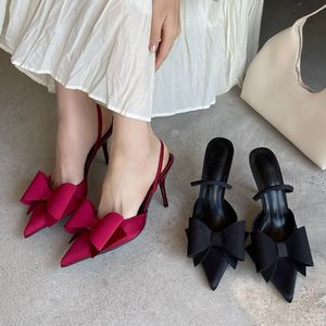 35-43 Bow Slingback Talon <b>Red</b> Color Trending 2025 Women Low <b>Heels</b> for Ladies Shoes - Product Image 1