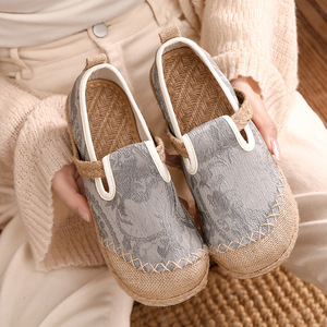 Zapatos Mary Jane Étnicos Retro para <span class=keywords><strong>Niños</strong></span>, Suela Envuelta en Cáñamo, Parte Superior de Jacquard, Zapatos Planos de Esparto para <span class=keywords><strong>Niños</strong></span> y Niñas - Product Image 5