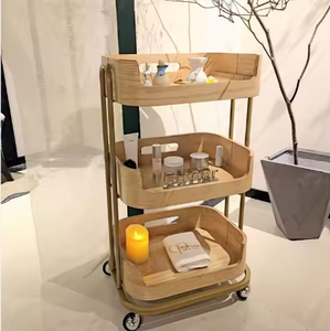 Chariot de rangement en bois de haute qualité pour outils de beauté, maquillage et coiffure, pour salon - Product Image 6