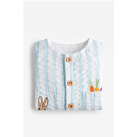 Combinaison en coton rayée pour bébé garçon, avec imprimé lapin et poches, tenue d'été à manches courtes et col rond