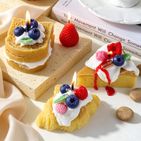 Huisdecoratie Verjaardagsparty Cadeau Handgemaakte Novelty Geurkaarsen Groothandel Realistische Desserttaartvormige Geurende Sojawas Kaars