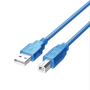 Kabel Printer USB 2.0 kode batang biru transparan pria tipe A ke tipe B Male kecepatan tinggi untuk Printer 30cm 50 cm 1m 1,5 m1,8 m