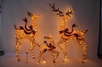 Sculpture lumineuse de renne de Noël 3D à LED, motif en tissu, fil lumineux blanc chaud, pour extérieur, à piquer dans le jardin
