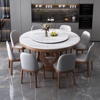 Steinplatte Massivholz Esstisch Runder Tisch Modern Minimalistisch Kleine Wohnung Drehbarer Esstisch für Zuhause