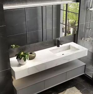 Meuble de salle de bain confortable avec plan de travail en granit, meuble de salle de bain complet et vasque - Product Image 5