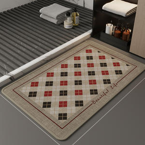 Alfombra de Baño de Imitación de Lino, Tejida, Rectangular, con Patrón Geométrico, Antideslizante, Absorbente, de Secado Rápido, Fácil de Limpiar, Alfombra de Entrada - Product Image 2