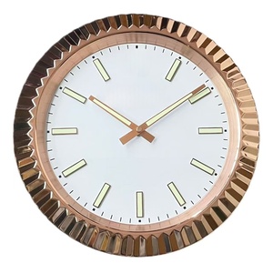 Gold Metal <b>Wall</b> <b>Clock</b> Quartz Analog Round <b>Silent</b> Battery Powered 14 Inch Single Face for Living Room Decor - Product Image 2