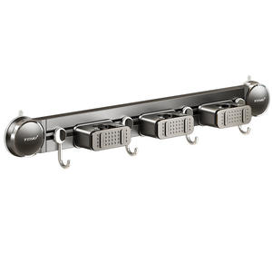 Support de balai à ventouse Toyu pour salle de bain, en alliage d'aluminium rectangulaire avec pinces, pour rangement domestique - Product Image 1