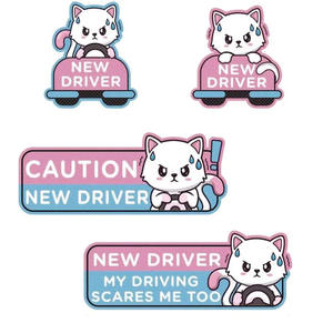 Calcomanías Magnéticas Personalizadas con Emojis de Gato Reflectantes y Diseño de Panal para Carrocería de Automóviles, para Conductores Principiantes - Product Image 5