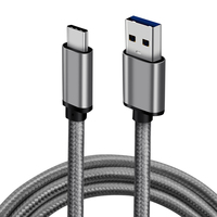 Câble USB-A vers Type-C en nylon tressé avec boîtier en aluminium, 3.0, 3A, 60W, transfert de données rapide 5 Gbps, câble de charge USB
