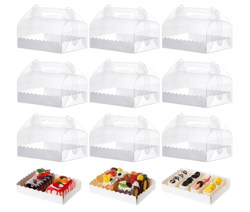 Boîtes à gâteaux transparentes avec poignée 20x15x8cm, boîtes à gâteaux transparentes en mousse Swiss Roll Boîtes à desserts