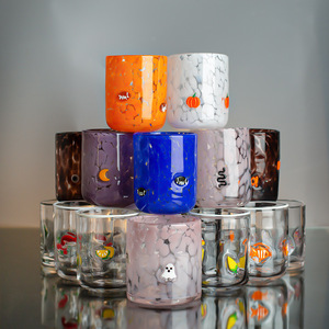 Taza <span class=keywords><strong>de</strong></span> Vidrio Aislante Térmico con Diseño Vintage <span class=keywords><strong>de</strong></span> Cristal Abierto, Decorada con Cerezas y Fresas en Relieve, para Bebidas y Café - Product Image 2