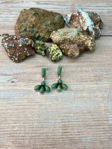 Pendientes Colgantes de Plata de Ley Hechos a Mano con Turquesa Kingman - Product Image 3