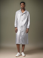 Manteau long en polyester pour homme, style tendance, coupe ajustée, long manteau élégant