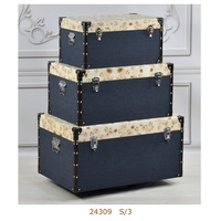 Solution de stockage de salon élégant Boîtes de coffre en bois recouvertes de toile Forme rectangulaire