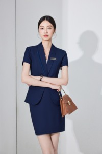 6529 女性夏半袖ホテル制服スーツフロントデスク受付マネージャービジネス作業服女性夏プロフェッショナルスーツ - Product Image 5