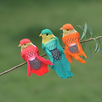 Oiseau en plumes artificielles, mousse colorée, fait main, décoration de Noël pour jardin et maison, artisanat