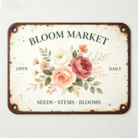 En gros, Art mural décoratif de luxe contemporain en fer UV, motif marché aux fleurs, pour jardin, remise de diplôme, Nouvel An, anniversaire