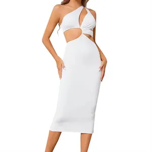 Custom One-Shoulder Bodycon Mini Dress with Cut-Out Pleated Detail and Sexy for Summer Nightclubs & Parties for women