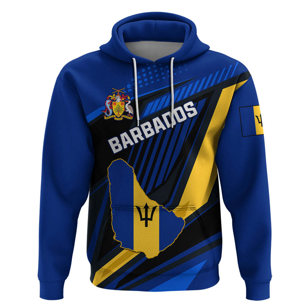 Flag Of Barbados Hoodie – Pullover Sweatshirt With Pocket For Men & Women (Size 2XL) - View #3