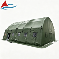 Grande tente tactique gonflable vert olive pour entrepôt - Installation rapide, conception quatre saisons, résistante au vent, imperméable niveau 8 (3000 mm)