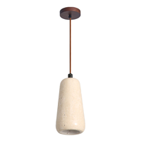 Lampe suspendue en travertin jaune, style japonais Wabi Sabi, avec cavité, hauteur réglable, LED, style minimaliste nordique rustique, utilisation hôtelière, taille moyenne