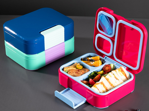 Boîte à lunch bento portable avec compartiments séparés, couvercle hermétique et couverts intégrés pour l'école, le bureau, les voyages et le stockage des repas - Product Image 5