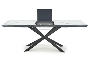 <span class=keywords><strong>Mesa</strong></span> de <span class=keywords><strong>comedor</strong></span> <span class=keywords><strong>extensible</strong></span> con <span class=keywords><strong>mesa</strong></span> de pizarra de piedra de mármol de vidrio templado <span class=keywords><strong>y</strong></span> base de <span class=keywords><strong>acero</strong></span> al carbono de arena - Product Image 6