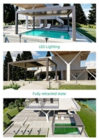 Pergola à lames orientables robuste pour patio extérieur, structure en alliage d'aluminium avec revêtement en poudre et éclairage LED