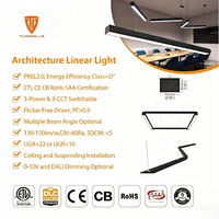 Lustre LED linéaire minimaliste, profil en aluminium 33x60mm, canal suspendu fin pour l'éclairage de bureau moderne