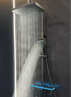 Système de douche intelligent en laiton, finition gunmetal, écran numérique de température, mitigeur thermostatique, douchette de plafond et douchette à main