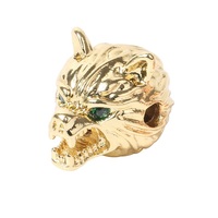 Perles d'espacement pour bracelet, breloques en métal pour collier, tête de loup, yeux verts, accessoires pour la fabrication de bijoux