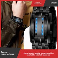 Montre bracelet en acier tungstène créative à LED, double rangée, quartz, rectangulaire, 10 mm, étanche 30 m, Iron Man, unisexe, pour étudiant