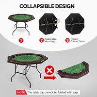 Table de poker pliable, table de blackjack octogonale à 8 joueurs