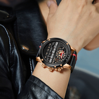 Montre électronique à quartz de luxe pour hommes, montres d'affaires pour hommes, montre-bracelet créative pour hommes, montre unique avec date rotative, bracelet en cuir