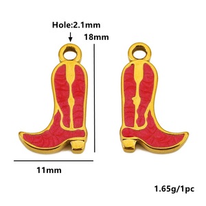 Western <b>Cowboy</b> <b>Boot</b> Pendant Stainless Steel Enamel 18k <b>Gold</b> Plated DIY Jewelry Accessory Wholesale - Product Image 3