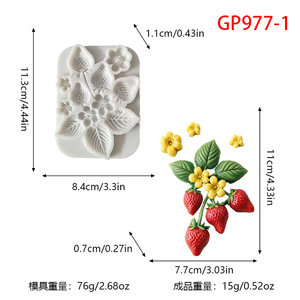 Moule en silicone 3D en forme de fleur de fraise, sans BPA, facile à démouler, pour la décoration de gâteaux et de fondants - Product Image 2