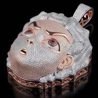 Colgante de Moissanita Iced Out de Moda: Joyería de Retrato de Dibujos Animados con Pavé Completo para Hombre, Regalo de Streetwear