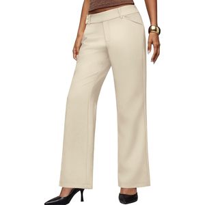 Pantalon de travail pour femme, coupe large, taille haute, extensible, anti-plis, style business décontracté - Product Image 4