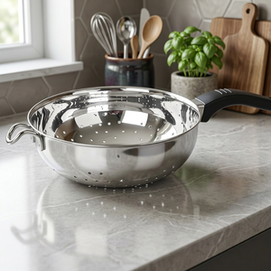 Stainless Steel <b>Colander</b> With <b>Plastic</b> Handle Durable Strainer For Kitchen Use - Product Image 3