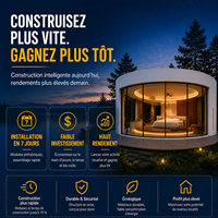 Cabane en bois composite préfabriquée pour glamping, petite maison pour hôtel, complexe hôtelier, vacances, Airbnb, maison d'hôtes, maison d'hôtel à ossature métallique